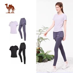 Thumbnail Camel CROWN Bộ đồ tập Yoga dành cho nữ Chạy bộ thông thường thoáng khí Tập thể dục Bộ đồ hai mảnh 1