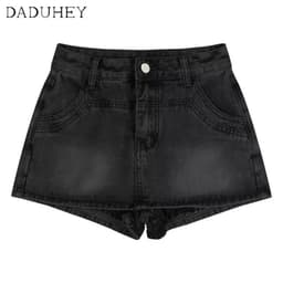Thumbnail DaDuHey New Korean Version of INS Retro Washed Denim Skirt Niche High Waist A- line Skirt Bag Hip Skirt 3