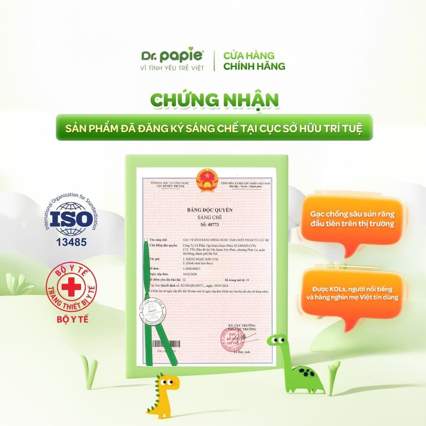 Ảnh 3 Hộp Gạc Chống Sún Răng DR.PAPIE 1+ Tiêu Chuẩn 5SAO, Làm Sạch Khoang Miệng Cho Bé Từ 1 Tuổi  - 30Gói/Hộp x 3 3