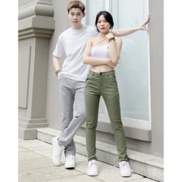 Thumbnail Quần kaki nữ KQ STYLING ống đứng ôm dáng co giãn 4 chiều mềm mịn Rêu Nhạt cao cấp 3