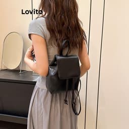 Thumbnail Lovito Balo Màu Trơn Đơn Giản Đa Năng Thường Ngày Cho Nữ LFA23192 2