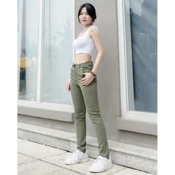 Thumbnail Quần kaki nữ KQ STYLING ống đứng ôm dáng co giãn 4 chiều mềm mịn Rêu Nhạt cao cấp 1
