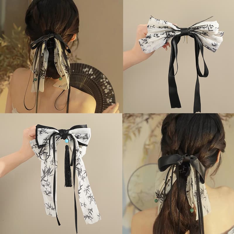 Ảnh Aijolen Mới Trung Quốc Nơ Ruy Băng Tóc Nữ Đầu Lưng Vuốt Tóc Cá Mập Kẹp Phong Cách Cổ Xưa Phụ Kiện Tóc 1