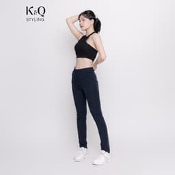 Thumbnail Quần kaki nữ KQ STYLING ống đứng ôm dáng co giãn 4 chiều mềm mịn Xanh Đen cao cấp 1