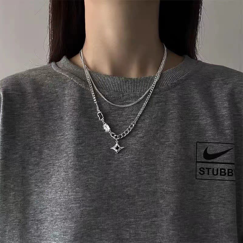 Ảnh 17km Thời Trang Ngôi Sao Vòng Cổ Đá Quý Đen Bạc Hai Lớp Dây Xích Choker Nữ Trang Sức Phụ Kiện 4