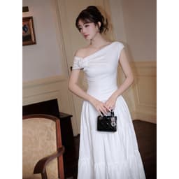 Thumbnail JOVEN Đầm Nữ Liora Phối Hai Chất Liệu Họa Tiết Hoa Vai Phải 3