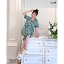 Thumbnail BỘ MẶC NHÀ SHE BY ZAM - TSLA49 - BỘ NGẮN TAY QUẦN LỬNG ĐAN CHÉO XANH 2