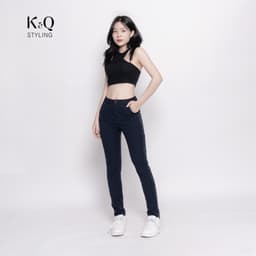 Thumbnail Quần kaki nữ KQ STYLING ống đứng ôm dáng co giãn 4 chiều mềm mịn Xanh Đen cao cấp 2