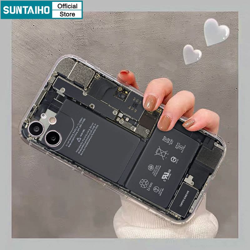 Ảnh Suntaiho Thời Trang Độc Đáo Vỏ Ngộ nghĩnh Bảng Mạch Họa Tiết Ốp lưng Cho Iphone 15 14 12 13 11 Pro Max IP 7 8 Plus Iphon X Xs XR Xs Max TPU Mềm Cao Cấp Chống Sốc Ốp Lưng 3