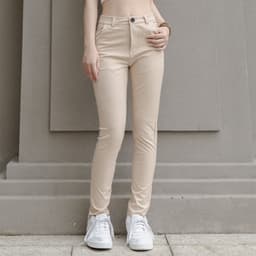 Thumbnail Quần kaki nữ KQ STYLING ống đứng ôm dáng co giãn 4 chiều mềm mịn Kem Vàng cao cấp 3
