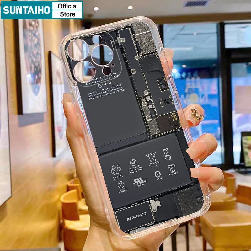 Ảnh Suntaiho Thời Trang Độc Đáo Vỏ Ngộ nghĩnh Bảng Mạch Họa Tiết Ốp lưng Cho Iphone 15 14 12 13 11 Pro Max IP 7 8 Plus Iphon X Xs XR Xs Max TPU Mềm Cao Cấp Chống Sốc Ốp Lưng 4