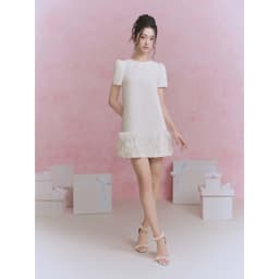 Thumbnail Đầm cổ tròn dáng suông chân phối tơ 1S21.2501K, váy đầm tay bồng dáng suông nữ tính thiết kế bởi JM Dress Design 1