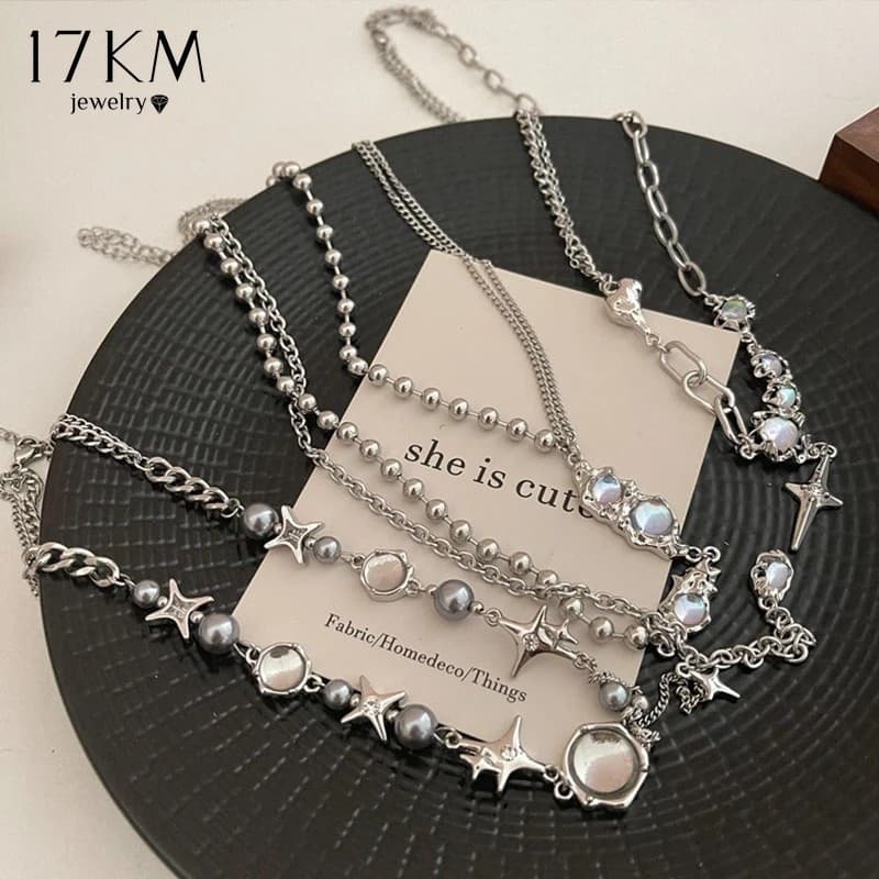 Ảnh 17km Vòng Cổ Bạc Nữ Đá mặt trăng Thanh Lịch Zircon Ngọc Trai Tua Rua Dây Xích Choker Cho Trang Sức Phụ Kiện 1