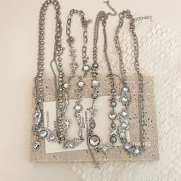 Thumbnail 17km Vòng Cổ Bạc Nữ Đá mặt trăng Thanh Lịch Zircon Ngọc Trai Tua Rua Dây Xích Choker Cho Trang Sức Phụ Kiện 3