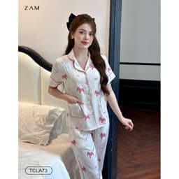 Thumbnail BỘ MẶC NHÀ ZAM - TCLA73 - BỘ NGẮN TAY QUẦN DÀI NGỰA CHẤM BI HỒNG 4