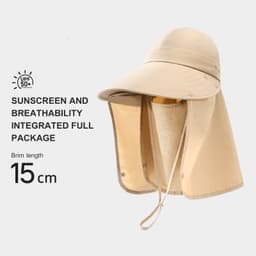 Thumbnail Mũ chống nắng toàn mặt CAMEL CROWN dành cho nữ, Mũ xô có thể tháo rời Bảo hiểm toàn diện 2