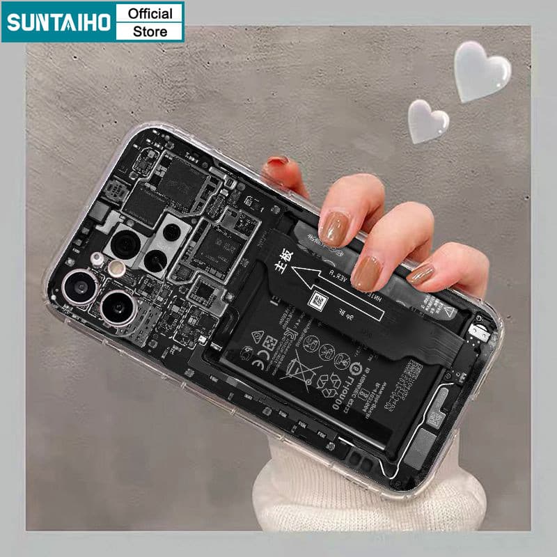 Ảnh Suntaiho Thời Trang Độc Đáo Vỏ Ngộ nghĩnh Bảng Mạch Họa Tiết Ốp lưng Cho Iphone 15 14 12 13 11 Pro Max IP 7 8 Plus Iphon X Xs XR Xs Max TPU Mềm Cao Cấp Chống Sốc Ốp Lưng 2