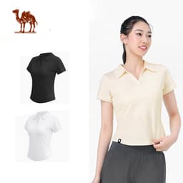 Thumbnail Camel CROWN Áo Thun Nữ Ve Áo Ngắn Tay Thoáng Khí Nhanh Khô Mát Mỏng Thường Ngày Thể Thao Top 1