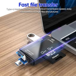 Thumbnail Đầu đọc thẻ thông minh 6 trong 1, Bộ chuyển đổi thẻ đa năng USB đa năng tất cả trong 1 Hub mỏng Đọc phương tiện thông minh, Đầu đọc thẻ nhớ Đầu đọc thẻ đa năng, Truyền dữ liệu tốc độ cao 2