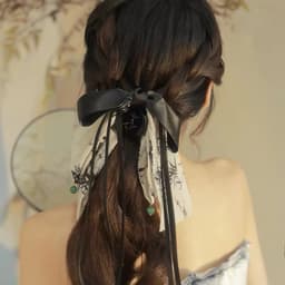 Thumbnail Aijolen Mới Trung Quốc Nơ Ruy Băng Tóc Nữ Đầu Lưng Vuốt Tóc Cá Mập Kẹp Phong Cách Cổ Xưa Phụ Kiện Tóc 4