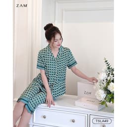 Thumbnail BỘ MẶC NHÀ SHE BY ZAM - TSLA49 - BỘ NGẮN TAY QUẦN LỬNG ĐAN CHÉO XANH 3