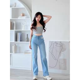 Thumbnail TTTHAO - Quần jean nữ ống suông dài 92cm vải cotton co giãn cao cấp cho chị em nấm lùn J1 3