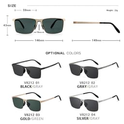 Thumbnail Kính râm phân cực Nylon độ phân cực cao bằng thép không gỉ vuông VEITHDIA dành cho nam có khả năng chống tia cực tím Thích hợp cho ngoài trời V812 1