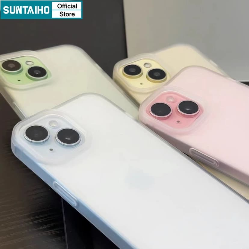 Ảnh Suntaiho Ốp Lưng iPhone Đơn Giản Trong Suốt Mờ Nhám Đen Chống Bẩn Ốp Điện Thoại Cao Cấp TPU Mềm Trắng Chống Sốc Cho Iphone 16 15 14 13 12 11 Pro Max IP 7 8 Plus Iphon X XR Xs Max 2
