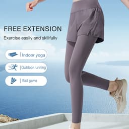 Thumbnail CAMEL CROWN Quần Yoga Nữ Thu Đông Cao Cấp Plus Nhung Giả Hai Mảnh Quần Thể Thao 2