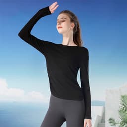 Thumbnail CAMEL CROWN Yoga Dệt kim dài tay mùa thu Slim Fit Áo thể thao thông thường 3