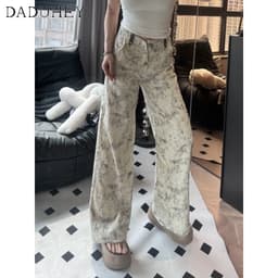 Thumbnail DaDuHey New American Ins High Street Hip Hop Jeans Niche High Waist Loose Wide Leg Pants Large Size Trousers 2