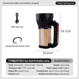 Thumbnail CAMEL CROWN Ngoài Trời Đa Năng Đèn Tìm Kiếm Di Động Mạnh Đèn Câu Cá Chiếu Sáng Sạc Năng Lượng Mặt Trời 4