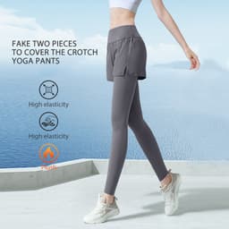 Thumbnail CAMEL CROWN Quần Yoga Nữ Thu Đông Cao Cấp Plus Nhung Giả Hai Mảnh Quần Thể Thao 4