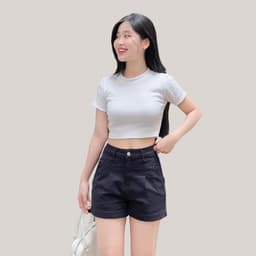 Thumbnail TTTHAO - Quần Short Jeans Nữ vải cotton co giãn cao cấp Chiết Ly tôn dáng, thoải mái, không phai màu 4