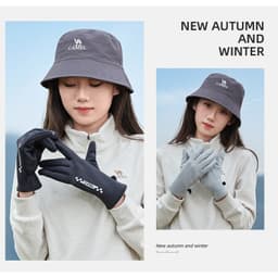 Thumbnail Găng tay đi xe đạp ngoài trời CAMEL CROWN dành cho nữ Găng tay chống thấm nước, chống gió, ấm áp, viền nhung có màn hình cảm ứng 2