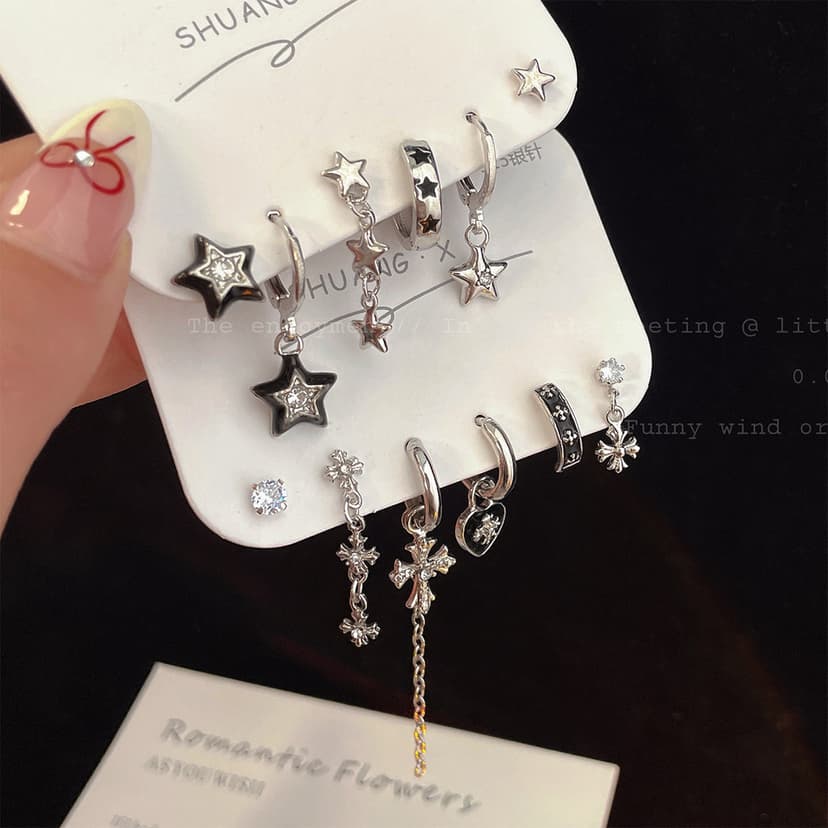 Ảnh 17km Đơn Giản Zircon Xuyên Bông Tai Nữ Pha Lê Thanh Lịch Ngọc Trai Ngôi Sao Bướm Bông Tai Bộ Phụ Kiện Trang Sức 2