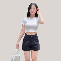 Thumbnail TTTHAO - Quần Short Jeans Nữ vải cotton co giãn cao cấp Chiết Ly tôn dáng, thoải mái, không phai màu 3
