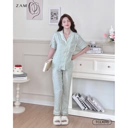 Thumbnail BỘ MẶC NHÀ SHE BY ZAM - TCLKR - BỘ NGẮN TAY QUẦN DÀI KẺ VISCOSE PHỐI REN 2