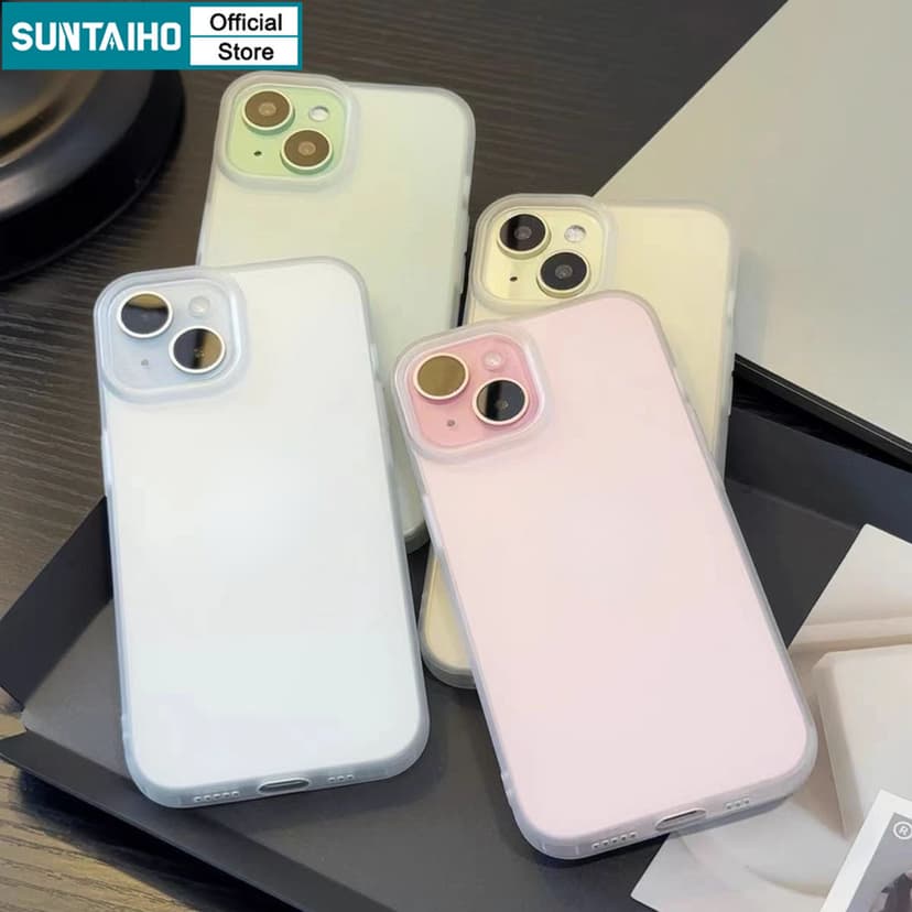 Ảnh Suntaiho Ốp Lưng iPhone Đơn Giản Trong Suốt Mờ Nhám Đen Chống Bẩn Ốp Điện Thoại Cao Cấp TPU Mềm Trắng Chống Sốc Cho Iphone 16 15 14 13 12 11 Pro Max IP 7 8 Plus Iphon X XR Xs Max 1