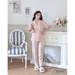 Thumbnail BỘ MẶC NHÀ SHE BY ZAM - TCLKR - BỘ NGẮN TAY QUẦN DÀI KẺ VISCOSE PHỐI REN 3