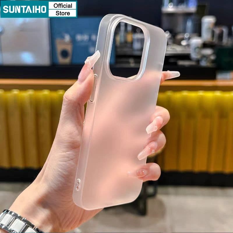 Ảnh Suntaiho Ốp Lưng iPhone Đơn Giản Trong Suốt Nhám Màu Đen Chống Bẩn Ốp Điện Thoại Cao Cấp Silicon Mềm TPU Trắng Chống Sốc Cho Iphone 16 15 14 13 12 11 Pro Max IP 7 8 Plus Iphon X XR Xs Max 1