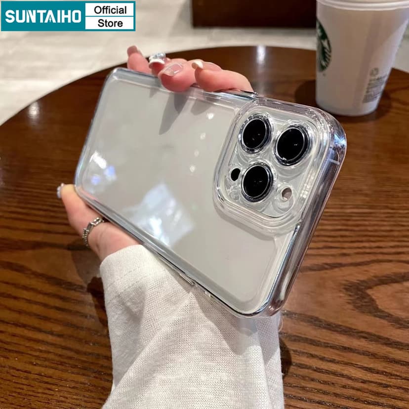 Ảnh Suntaiho Ốp Lưng iPhone Đơn Giản Trong Suốt Crysta Mềm Chống Sốc TPU Ốp Điện Thoại Cho Iphone 16 15 14 13 12 11 Pro Max IP 7 8 Plus Iphon X XS XR XsMax 4
