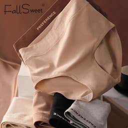 Thumbnail Fallsweet Nữ Plus Kích Thước Quần Lót Cotton Nguyên Chất Eo Cao Mềm Quần Đùi Thoáng Khí Thân Thiết Underware M-2XL 3