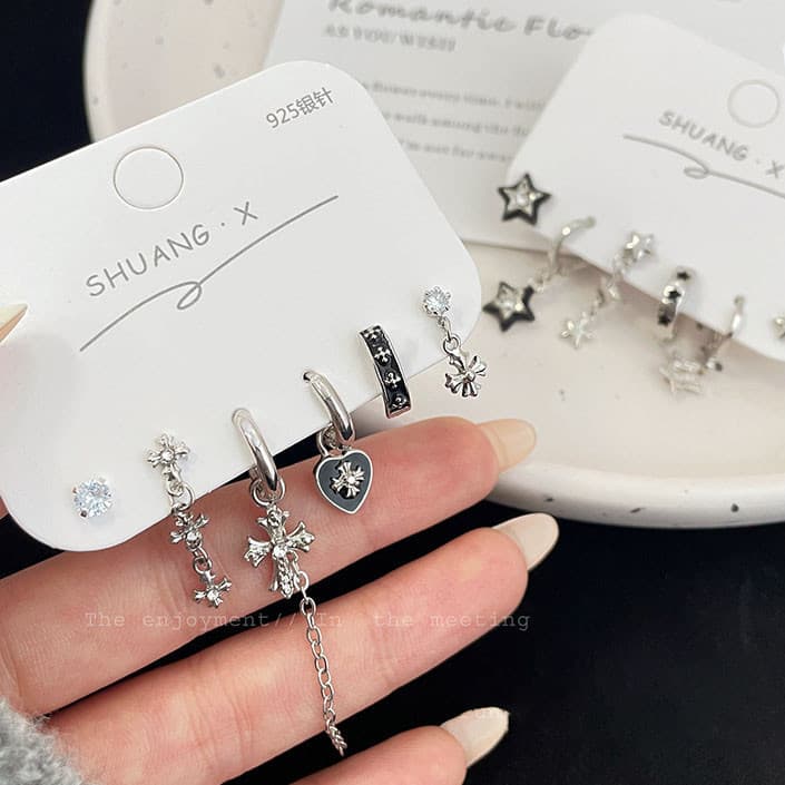 Ảnh 17km Đơn Giản Zircon Xuyên Bông Tai Nữ Pha Lê Thanh Lịch Ngọc Trai Ngôi Sao Bướm Bông Tai Bộ Phụ Kiện Trang Sức 3