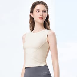 Thumbnail CAMEL CROWN Nữ Yoga Áo Vest Thoáng Khí Dệt Kim Thể Dục Nhanh Khô Đế Lưng Thể Thao 4