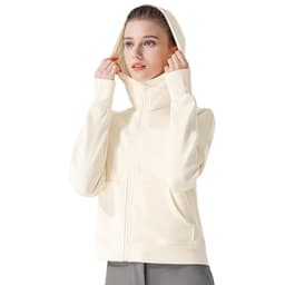 Thumbnail Camel CROWN Quần Áo Tập Yoga Nữ Dệt Kim Nhung Mặc Thường Ngày Có Mũ Trùm Đầu Slim Fit Thể Thao 2