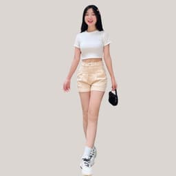 Thumbnail TTTHAO - Quần Short Jeans Nữ vải cotton co giãn cao cấp Chiết Ly tôn dáng, thoải mái, không phai màu 2