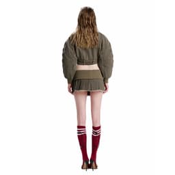 Thumbnail SG.S Cropped Bomber Khaki Jacket -  Áo khoác dài tay croptop  có dây kéo và bo chun phần thắt eo 2