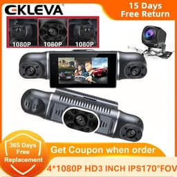 Thumbnail Ekleva 3 Inch 4 Kênh Dash Cam 1080P Camera 4 Chiều Đầu Ghi Video FHD Tầm Nhìn Ban Đêm Cho DVR Xe Taxi Trái Phải Phía Trước Phía Sau Siêu Đêm Tầm Nhìn Góc Rộng 1