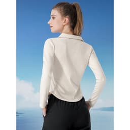 Thumbnail Quần áo tập Yoga CAMEL CROWN Áo thun nữ dệt kim dài tay ôm ấm áp mùa thu 3